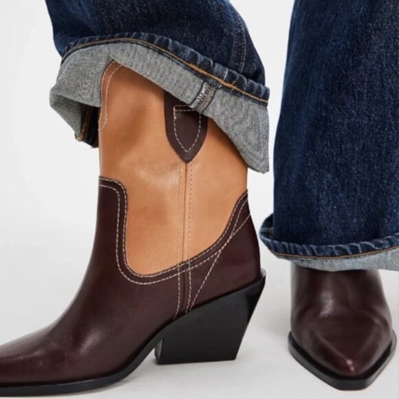 NEW Free People Pitchfork Point Western Boots - Leather, Pointed Toe 925 6s3 - Picture 9 of 15